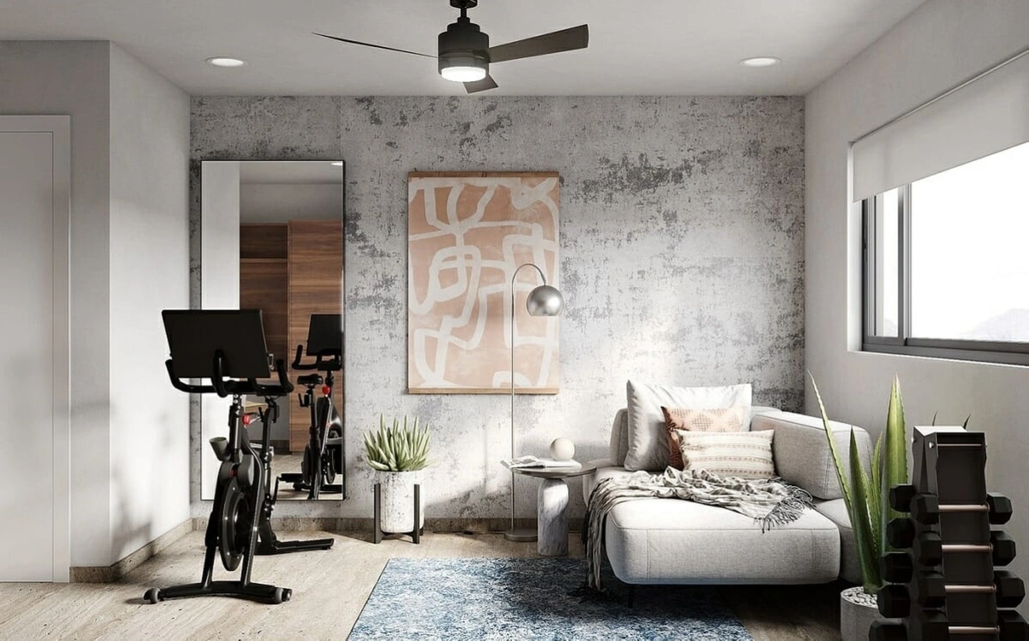 Dual purpose room combining office and living space